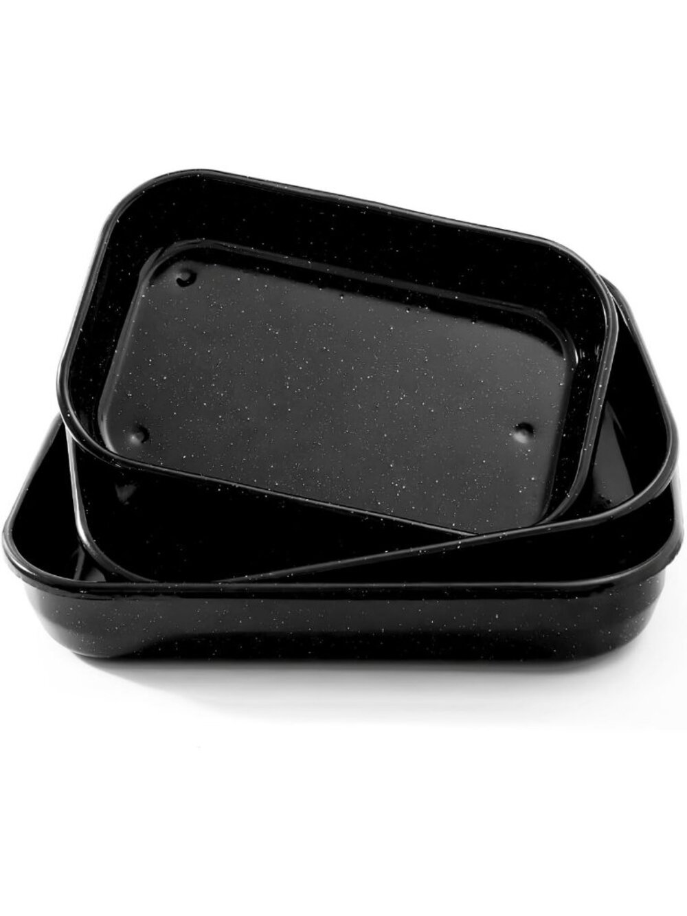 3-Pack Enamel Steel Turkey Roasting Pans Set - Deep Lasagna Bakeware, Easy Clean